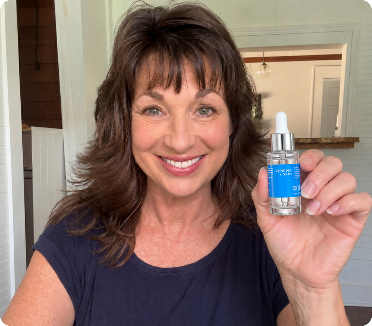 Woman using the RenewaLift skincare device
